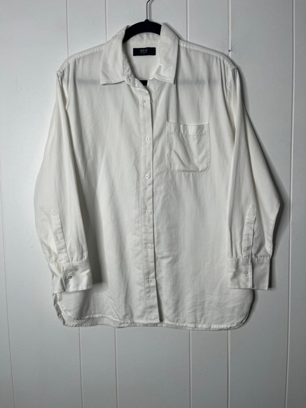 Able 100% Cotton White Collared Button-Up Shirt Long Sleeve Size XS